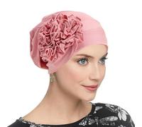 Chapeau de chimiothérapie tissé réconfortant en polyester fin avec fleur décorative pour femme foulard élégant en polyester, b, Taille unique