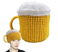 Chapeau de chope de bière 3D - Bonnet en laine tricotée, couvre-chef de fête fantaisie, bonnet d'hiver élastique | Conception de chaleur en Fiber de Polyester douce, Style de tasse à bière réaliste et