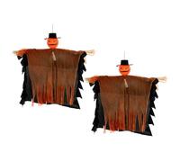 Chapeau de citrouille d'Halloween à suspendre avec nœud papillon en paille pour intérieur ou extérieur, festival, fêtes, décorations d'intérieur et d'extérieur