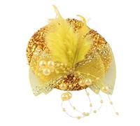 Chapeau de Cocktail bibi pour fille, en plumes, Yellow | Chapeau de Cocktail bibi à fleurs, plumes pour fille, à paillettes, pour fête de thé, Derby, pilulier