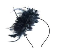 Chapeau de coiffure élégant avec plumes et fleurs for femmes, accessoires de bandeau for fête de Cocktail(Color:Black)