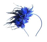 Chapeau de coiffure élégant avec plumes et fleurs for femmes, accessoires de bandeau for fête de Cocktail(Color:Blue)