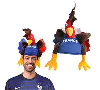 Chapeau de coq français - Accessoire de déguisement de rugby pour supporters de la France - Six Nations et Coupe du Monde - Pour les fans de football et de rugby - 1 pièce
