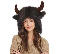 Chapeau de costume à cornes - Chapeau de costume d'animal | Masque de bison américain en peluche, en latex, tête complète, masques réalistes, déguisements pour Halloween, carnaval, fête costumée et ca