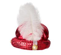 Chapeau de costume d'Aladin - Turban arabe avec plume et perle - Accessoire de costume pour fête, scène, événements à thème, aspect brillant, accessoires photo décoratifs