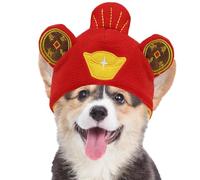 Chapeau de costume de chat | Dieu de la richesse pour animaux de compagnie pour le Nouvel An chinois | Chapeau respirant pour chien, cache-oreilles pour Noël, Pâques, fêtes costumées