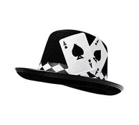 Chapeau De Costume De Magicien - Motif Cartes À Jouer,Chapeau Haut De Forme Pour Spectacle - Pour Animateurs Professionnels Professeurs Théâtre Organisateurs Fêtes Cosplayeurs Spectacles Halloween Piè
