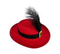 Chapeau de costume de mousquetaire - Plume classique de mousquetaire pour adulte | Accessoire de déguisement historique | Chapeau de cosplay avec écharpe et plume fantaisie - Couvre-chef léger pour