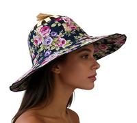 Chapeau de couvre-chef - Premium Modern Stylish 2 1 bois éventail, fonctionnel, portable avec bouclier solaire, été, pour femmes filles | Multipurpose Outdoor Indoor Utility Compact, Noir , M