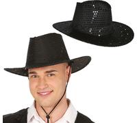 Chapeau de cow-boy à paillettes noir Carnaval Fête de carnaval Enterrement de vie de garçon Glamour chapeau western Chapeau de cow-boy Chapeau de fête Accessoire de costume, couleur : noir