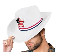 Chapeau de cow-boy, chapeau de cowboy - Cowboy Cowgirl Hat pour le 4 juillet,Accessoire de costume étoile à cinq points BRIM Classic pour un défilé de fête unisexe