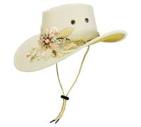 Chapeau De Cow-girl - Occidental Brodé, Girls Ranch Fedora | D'été Résistant À L'eau Pour Événements En Plein Air, Paille Léger Bord Large, Bonnet Style Vintage, Accessoire Mode La Fête Danse