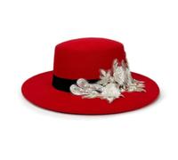 Chapeau de cowboy 2026 rétro élégant à motif floral pour spectacles sur scène et fêtes, Rouge, Taille unique