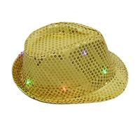 Chapeau de Cowboy à Paillettes LED Sequin Jazz Glow - Accessoires de Performance - Chapeau Bucket - Pack de Deux, doré, Taille unique