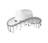 Chapeau de cowboy à paillettes scintillantes et franges en forme d'étoile pour femme - Léger - Fête occidentale (couleur 15)