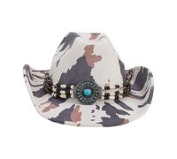 Chapeau de cowboy adulte avec motif imprimé vache pour femme, modèle occidental, photographie, camouflage, chapeaux en feutre pour hommes avec corde, D, Taille unique