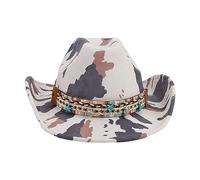 Chapeau de cowboy adulte avec motif imprimé vache pour femme, modèle occidental, photographie, camouflage, chapeaux en feutre pour hommes avec corde, E, Taille unique
