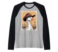 Chapeau de Cowboy Amusant Portant Un Chapeau dans Un Champ Occidental pour Femmes et Hommes Manche Raglan
