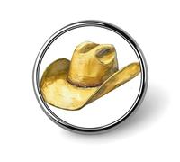 Chapeau de cowboy aquarelle jaune beurre broche ronde pour homme femme badge tendance broche broche robe veste sac à dos accessoires