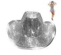Chapeau de cowboy argenté, chapeau de cowboy disco miroir, chapeau de cowboy brillant, chapeau de cowboy disco fait à la main, chapeau de cowboy occidental, chapeau de costume de fête