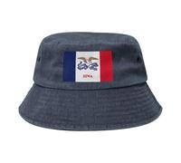 Chapeau de cowboy avec drapeau de l'État de l'Iowa, noir rétro et tendance, convient à tous les types d'activités de plein air, bleu marine, Taille unique