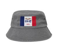 Chapeau de cowboy avec drapeau de l'État de l'Iowa, noir rétro et tendance, convient à tous les types d'activités de plein air, gris, Taille unique