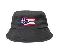 Chapeau de cowboy avec drapeau de l'État de l'Ohio, noir rétro et tendance, convient à tous les types d'activités de plein air, Noir , Taille unique