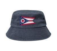 Chapeau de cowboy avec drapeau de l'État de l'Ohio, noir rétro et tendance, convient à tous les types d'activités de plein air, bleu marine, Taille unique