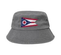 Chapeau de cowboy avec drapeau de l'État de l'Ohio, noir rétro et tendance, convient à tous les types d'activités de plein air, gris, Taille unique