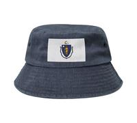 Chapeau de cowboy avec drapeau de l'État du Massachusetts - Noir - Rétro et tendance - Convient à tous les types d'activités de plein air, bleu marine, Taille unique