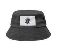 Chapeau de cowboy avec drapeau de l'État du Massachusetts - Noir - Rétro et tendance - Convient à tous les types d'activités de plein air, Noir , Taille unique