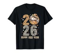 Chapeau de Cowboy avec imprimé léopard Happy New Year 2026 T-Shirt