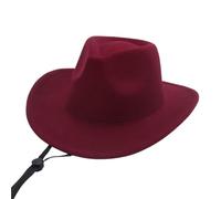 Chapeau de cowboy, avec un bord bouclé et une corde coupe-vent, chapeau de cowboy western classique et simple, adapté aux hommes et aux femmes à porter comme accessoires quotidiens(Claret)