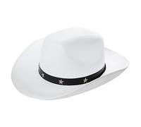 Chapeau de cowboy blanc pour adulte avec motif étoile cloutée - Accessoire de déguisement western classique pour festivals, rodéos, soirées à thème, événements costumés et soirées à la campagne