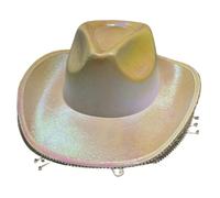 Chapeau de cowboy brillant étoile perlée Photographie de mariage Cowgirl Accessoire de robe élégante Chapeaux pour femme Feutre pour homme Feutre pour femme avec ficelle