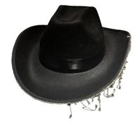 Chapeau de cowboy brillant étoile perlée Photographie de mariage Cowgirl Accessoire de robe élégante Chapeaux pour femme Feutre pour homme Feutre pour femme avec ficelle