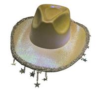Chapeau de cowboy brillant étoile perlée Photographie de mariage Cowgirl Accessoire de robe élégante Chapeaux pour femme Feutre pour homme Feutre pour femme avec ficelle