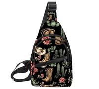 Chapeau de cowboy Cactuses Western Sling Side Sac à dos à bandoulière, Multicolore 14., 11.8x7x1.5in/30x18x4cm