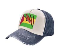 Chapeau de Cowboy Café, Casquette de Baseball Vintage en Denim Délavé avec Imprimé Drapeau de São Tomé-Et-Principe, 100% Coton Unisexe Réglable Unique 5 One Size