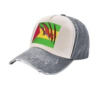 Chapeau de Cowboy Café, Casquette de Baseball Vintage en Denim Délavé avec Imprimé Drapeau de São Tomé-Et-Principe, 100% Coton Unisexe Réglable Unique 3 One Size