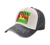 Chapeau de Cowboy Café, Casquette de Baseball Vintage en Denim Délavé avec Imprimé Drapeau de São Tomé-Et-Principe, 100% Coton Unisexe Réglable Unique 4 One Size