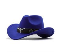 Chapeau De Cowboy,Chapeau Cowboy Classique Chapeaux Western Homme Femme Coup de Vieux Cowgirl Country Hat à Large Bord en Feutre avec Bandeau Taureau
