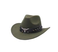 Chapeau De Cowboy,Chapeau Cowboy Classique Chapeaux Western Homme Femme Coup de Vieux Cowgirl Country Hat à Large Bord en Feutre avec Bandeau Taureau