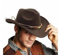 Chapeau De Cowboy, Chapeau Fedora De Cowboy pour Homme Et Femme, Chapeau De Soleil À Large Bord Anti-UV, Chapeau Cowboy Western Adulte Unisexe, Chapeaux De Cow-Girl Fête, Festival