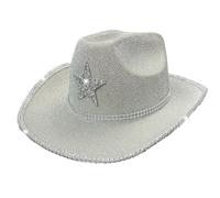 Chapeau de cowboy cosplay pour adulte à large bord poudre scintillante avec étoile jeu de rôle cowboy carnaval fête costume cowgirl chapeau pour fête