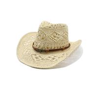 Chapeau de cowboy/cowgirl en paille cowboy panama avec bande occidentale/ouest unisexe taille unique homme femme été coachella plage style coachella brésilien Bohême Raphia naturel Chapeaux Visière