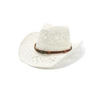 Chapeau de cowboy/cowgirl en paille cowboy panama avec bande occidentale/ouest unisexe taille unique homme femme été coachella plage style coachella brésilien Bohême Raphia naturel Chapeaux Visière