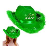 Chapeau de cowboy de la Saint-Patrick, chapeau de cowgirl de la Saint-Patrick | Caps occidentaux unisexes,St Patrick Day a entendu des chapeaux de cowgirl unisexe shamrock confortable pour le festival