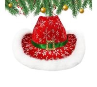 Chapeau de cowboy de Noël - Finitions blanches festives pour adultes, costume de chapeau western de Père Noël, matériaux de qualité supérieure Design | Fêtes du Nouvel An parfaites Spectacles t