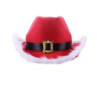 Chapeau De Cowboy De Noël Rouge Taille Unique pour Adulte Clignotante L'Accessoire Alternatif du Bonnet Père Mère pour Femme Homme Festival Carnaval Déguisement Chapeau De Noël Drôle